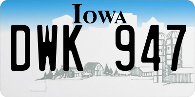 IA license plate DWK947