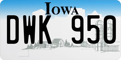 IA license plate DWK950