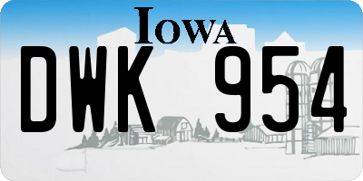 IA license plate DWK954
