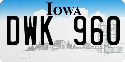 IA license plate DWK960