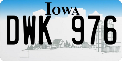 IA license plate DWK976