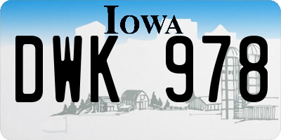 IA license plate DWK978