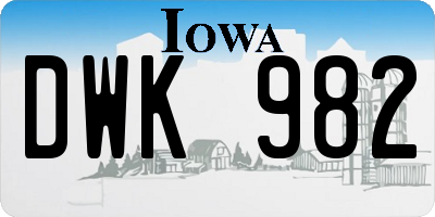 IA license plate DWK982