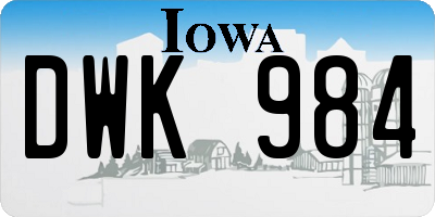 IA license plate DWK984
