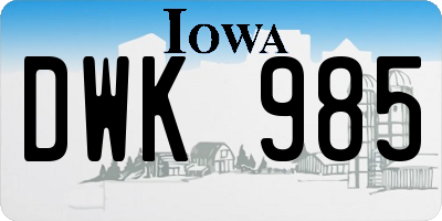 IA license plate DWK985