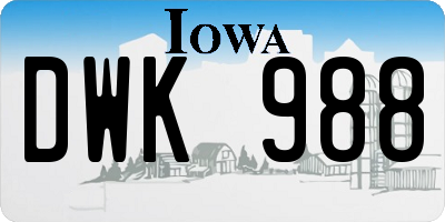 IA license plate DWK988