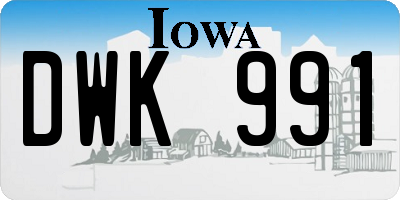 IA license plate DWK991