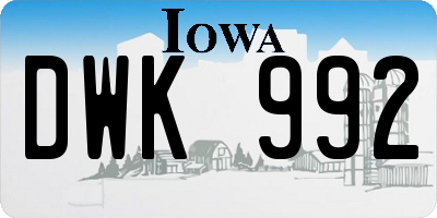 IA license plate DWK992