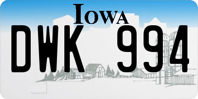 IA license plate DWK994
