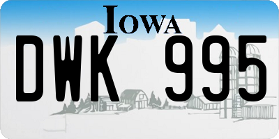 IA license plate DWK995