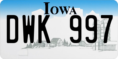 IA license plate DWK997