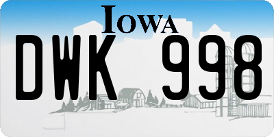 IA license plate DWK998