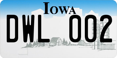 IA license plate DWL002