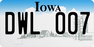 IA license plate DWL007