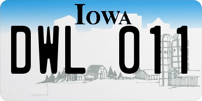 IA license plate DWL011