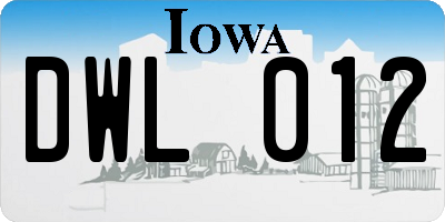IA license plate DWL012