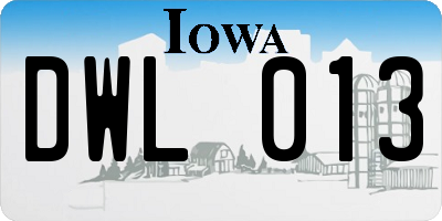 IA license plate DWL013