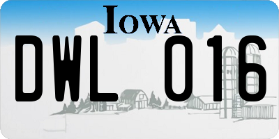IA license plate DWL016
