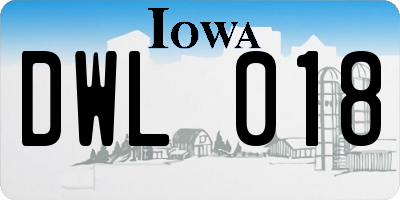 IA license plate DWL018