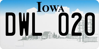 IA license plate DWL020