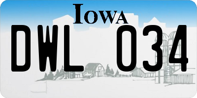 IA license plate DWL034