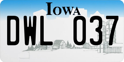 IA license plate DWL037