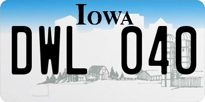 IA license plate DWL040