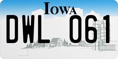 IA license plate DWL061