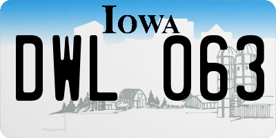 IA license plate DWL063