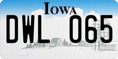 IA license plate DWL065