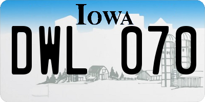 IA license plate DWL070