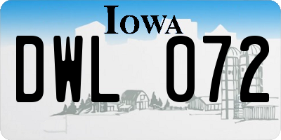 IA license plate DWL072
