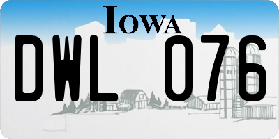 IA license plate DWL076