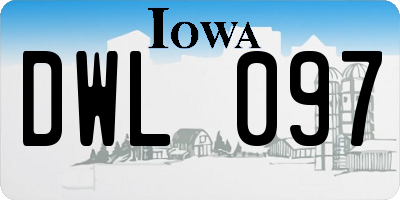 IA license plate DWL097