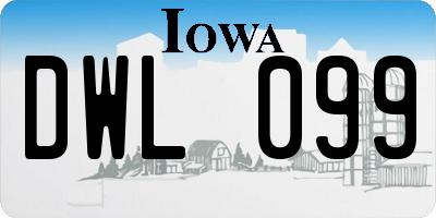 IA license plate DWL099