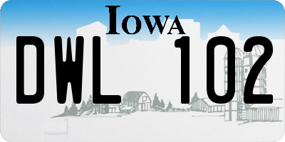IA license plate DWL102