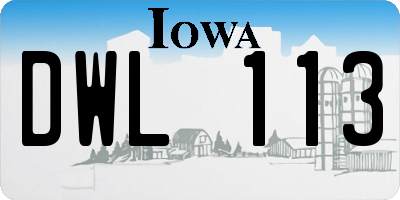 IA license plate DWL113