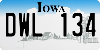 IA license plate DWL134