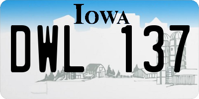 IA license plate DWL137