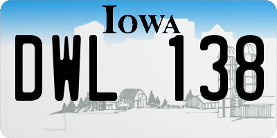 IA license plate DWL138