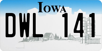 IA license plate DWL141