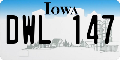 IA license plate DWL147