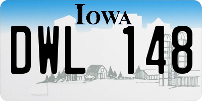IA license plate DWL148