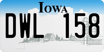 IA license plate DWL158