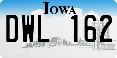 IA license plate DWL162