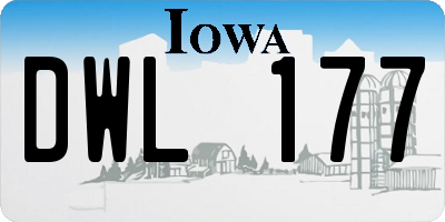 IA license plate DWL177