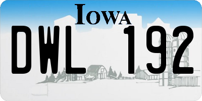 IA license plate DWL192