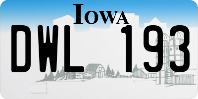 IA license plate DWL193