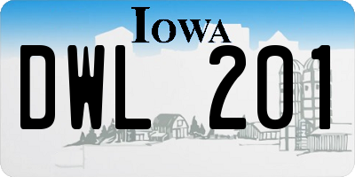 IA license plate DWL201