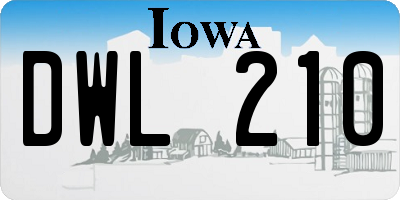 IA license plate DWL210